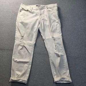 Levis 513 Boyfriend Jeans Womens 9 Medium White Distressed Cuffed Denim Pants